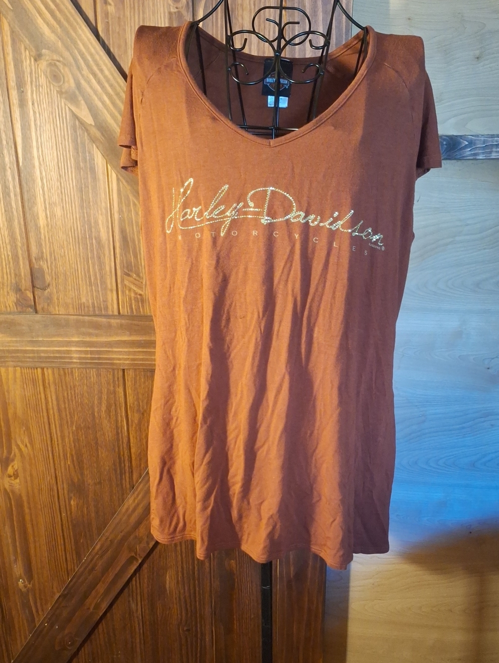 Harley-Davidson Women's Rust Brown Scoop Neck Logo Tee